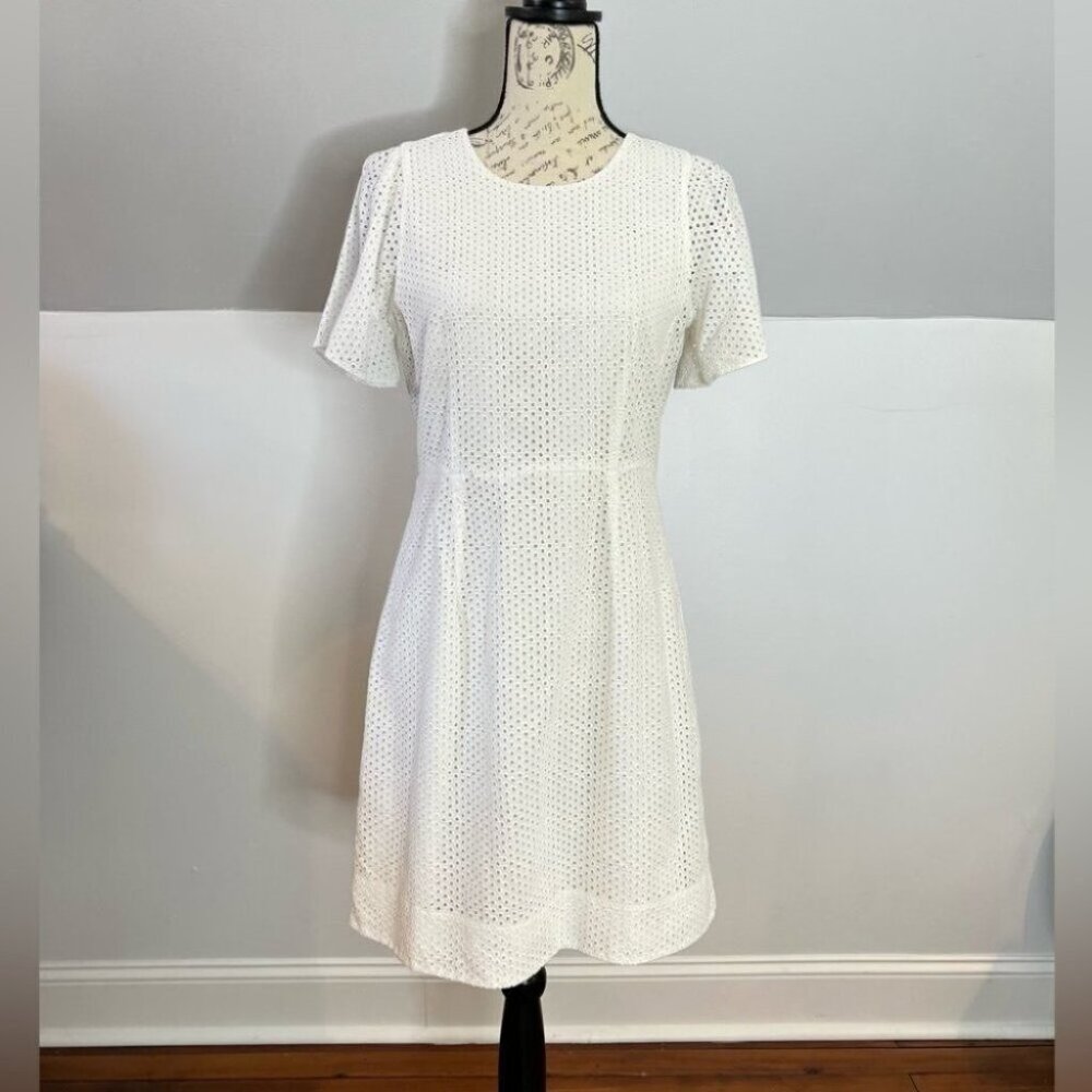 J.Crew White Short Sleeve Eyelet Dress